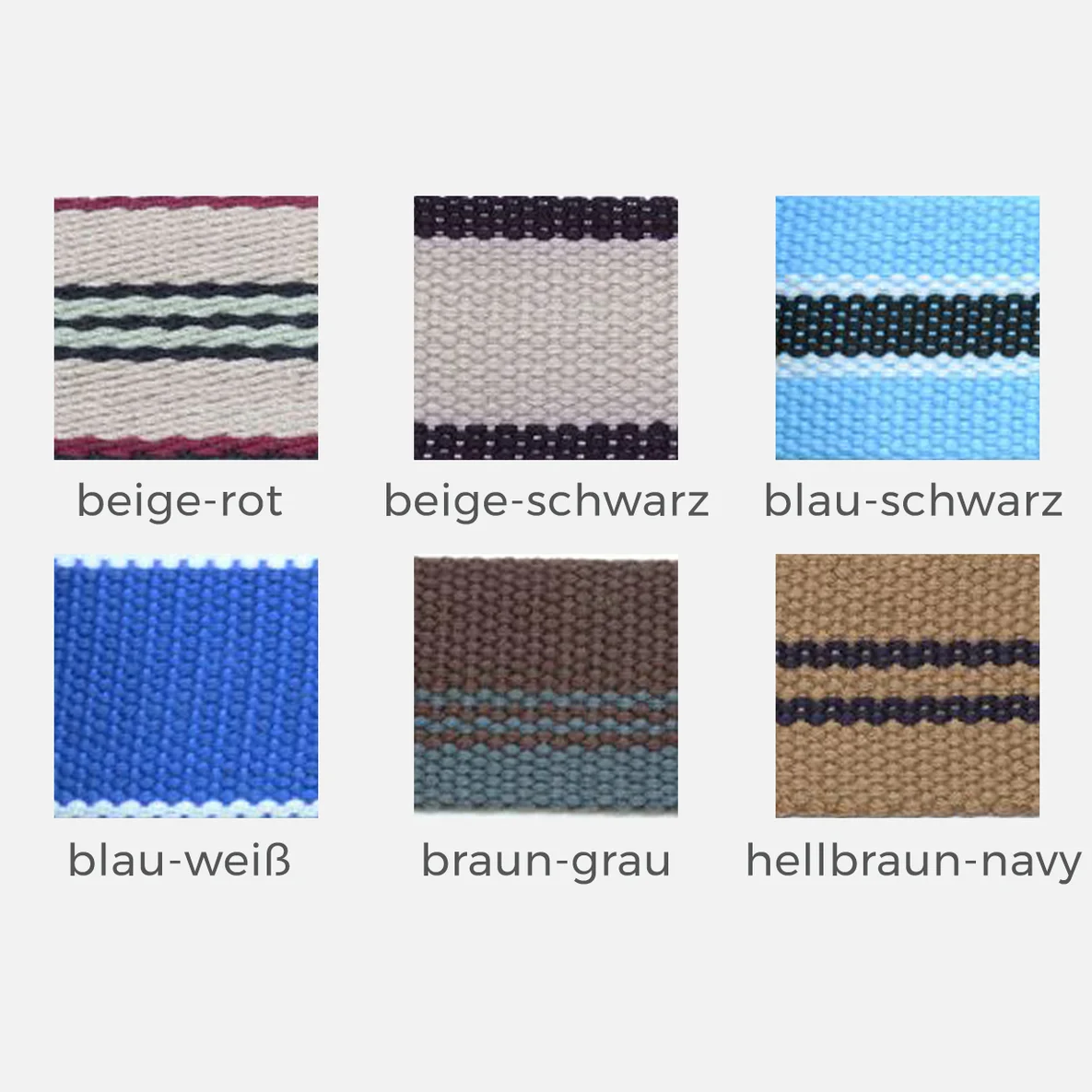 Gurtband 38 mm, Streifenmix, Meterware, Beige-Rot, Beige-Schwarz, Blau-Schwarz, Blau-Weiß, Braun-Grau, Hellbraun-Navy