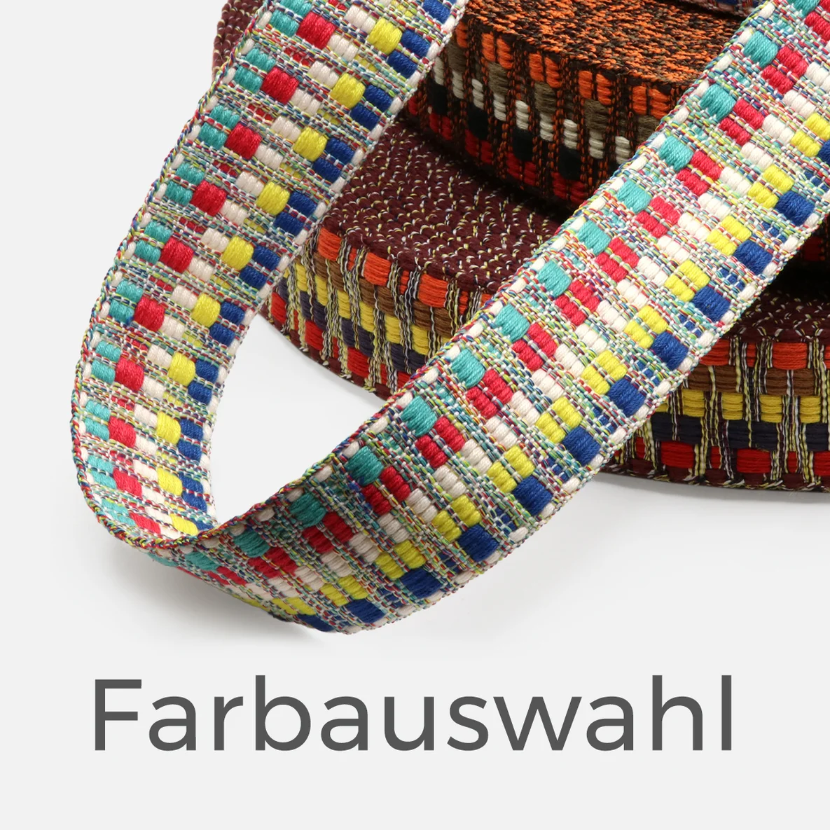 Gurtband 38 mm, Zickzack Multicolor, Meterware