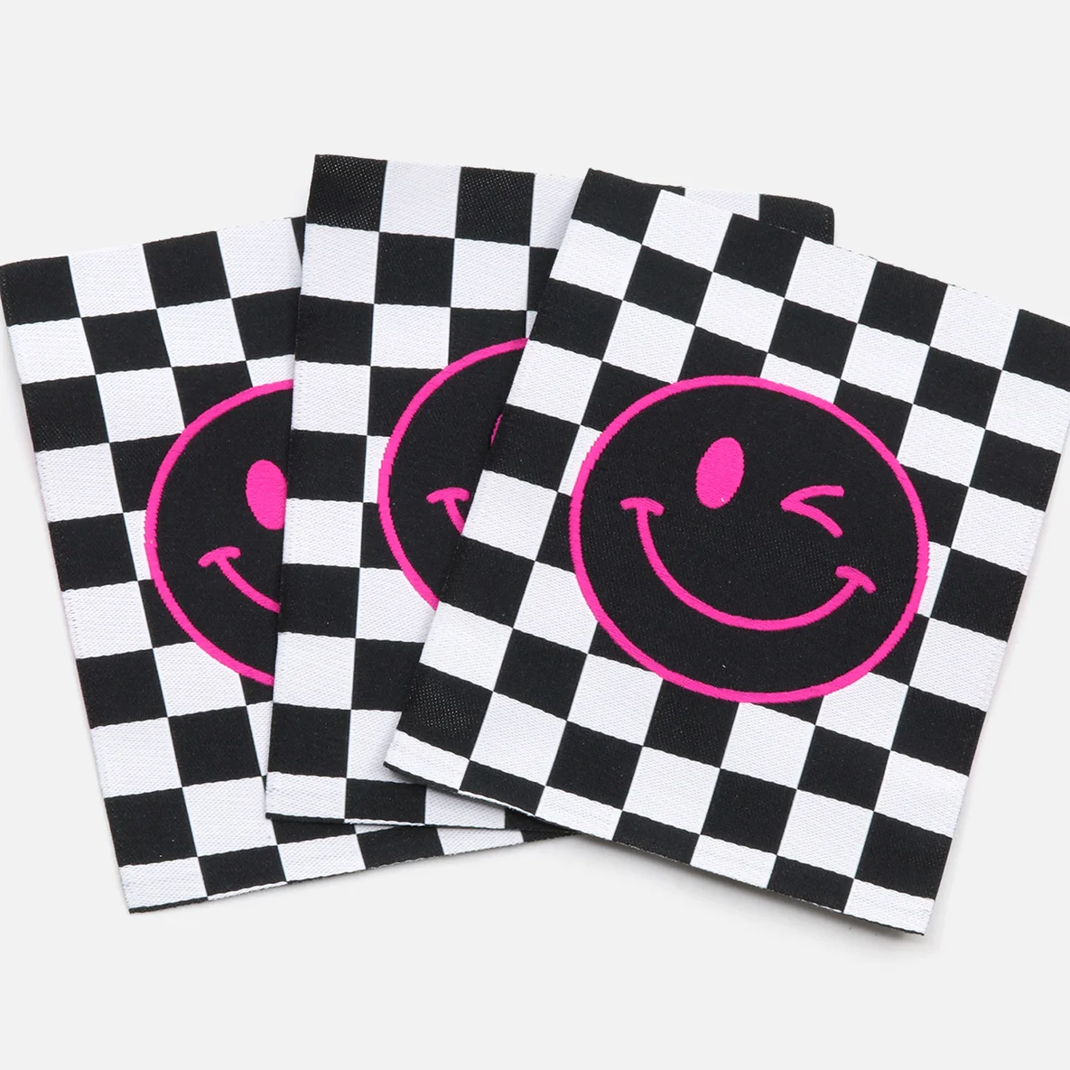 Webetikett "Checker Smiley" XL, 60x80mm, 3 Stück