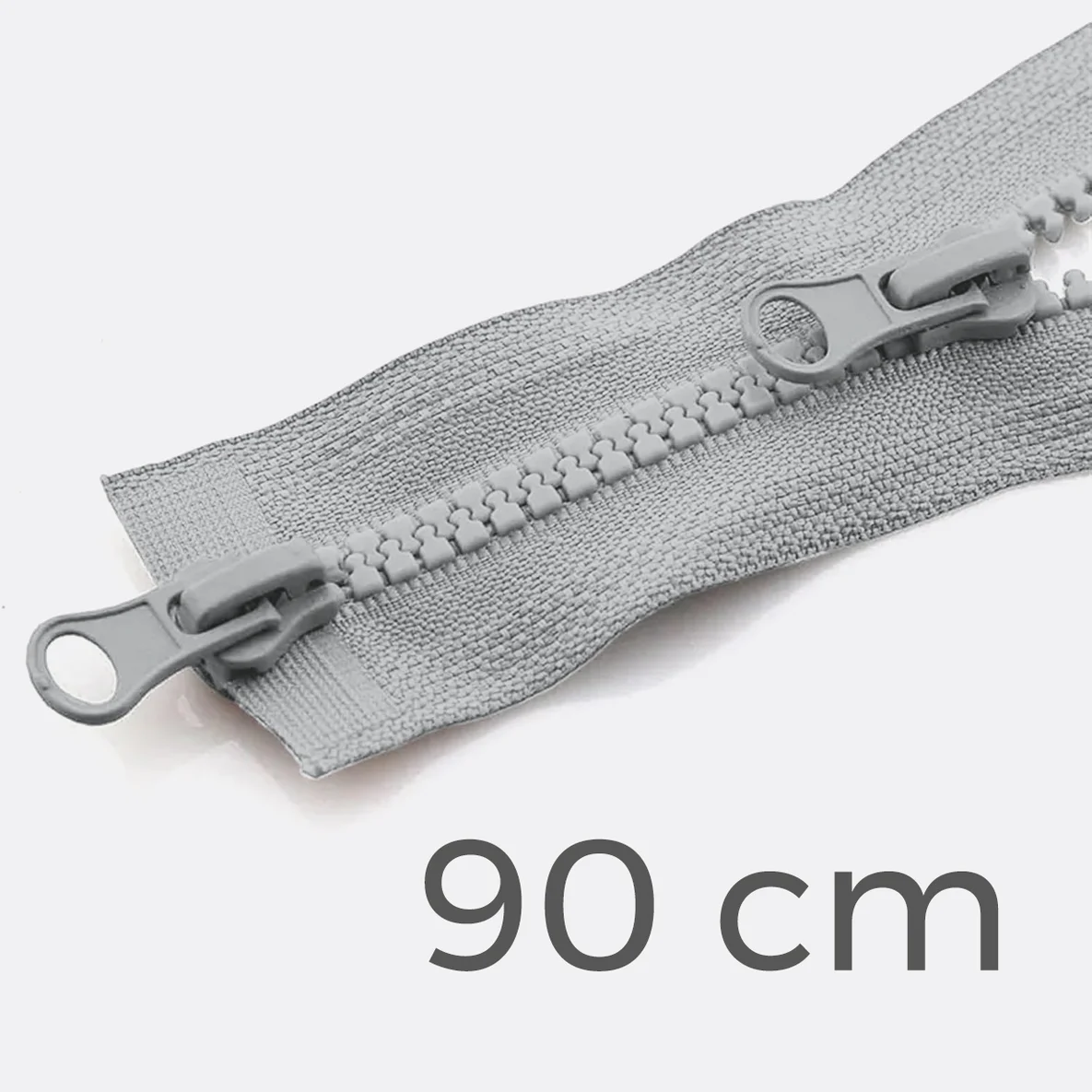 Zwei-Wege Reißverschluss 90cm Hellgrau D132