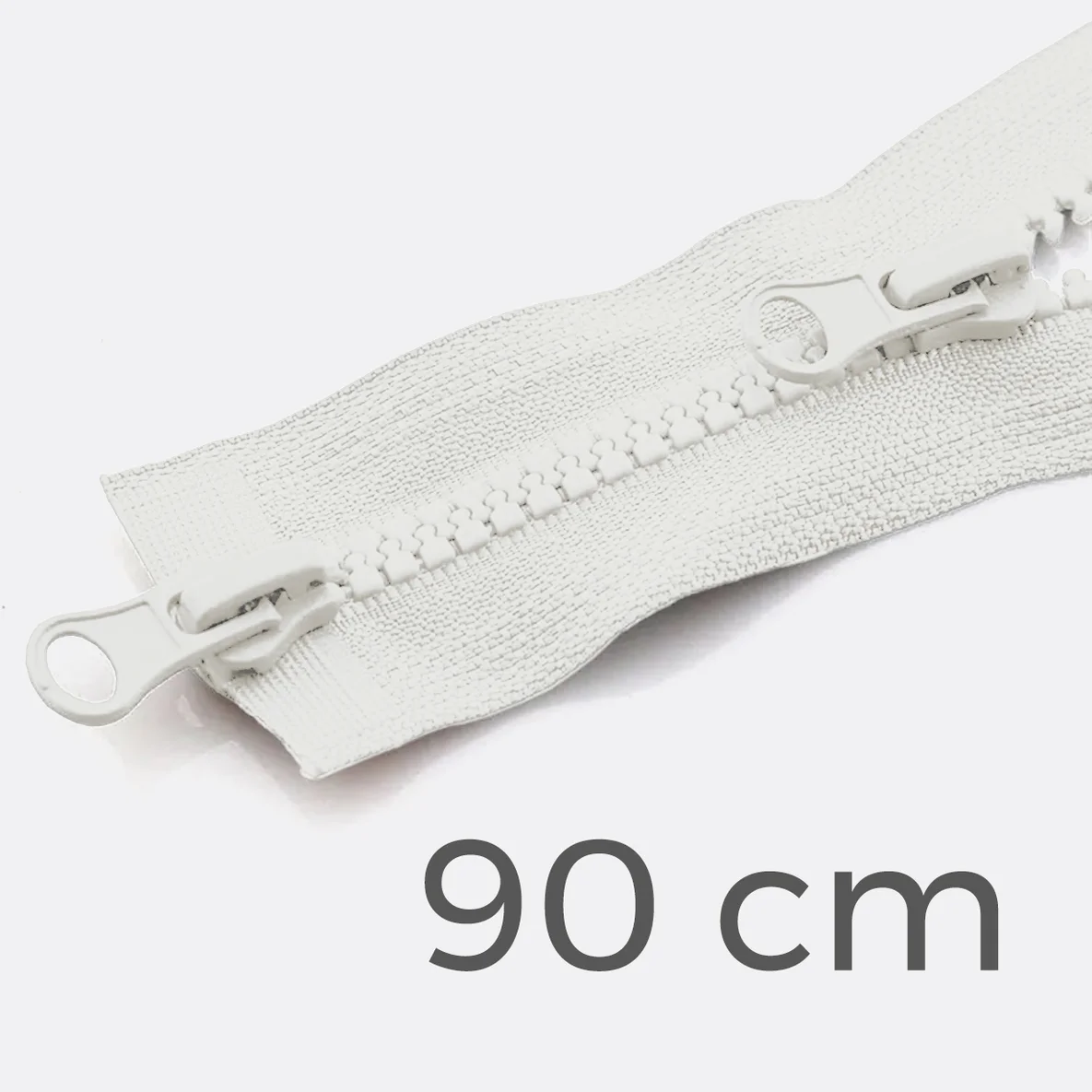 Zwei-Wege Reißverschluss 90cm Weiß B3