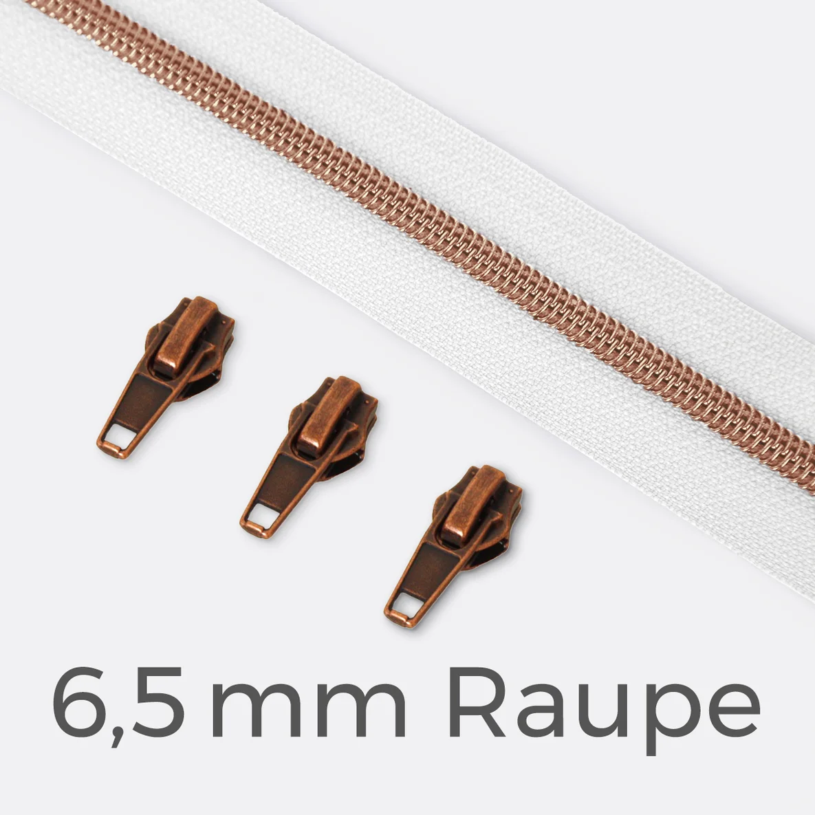 Kupfer Reißverschluss metallisiert weiß B3 1m lang