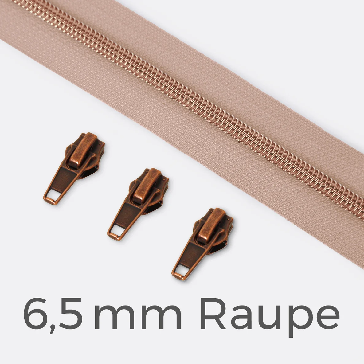 Kupfer Reißverschluss metallisiert 6,5mm Nude D209 1m lang