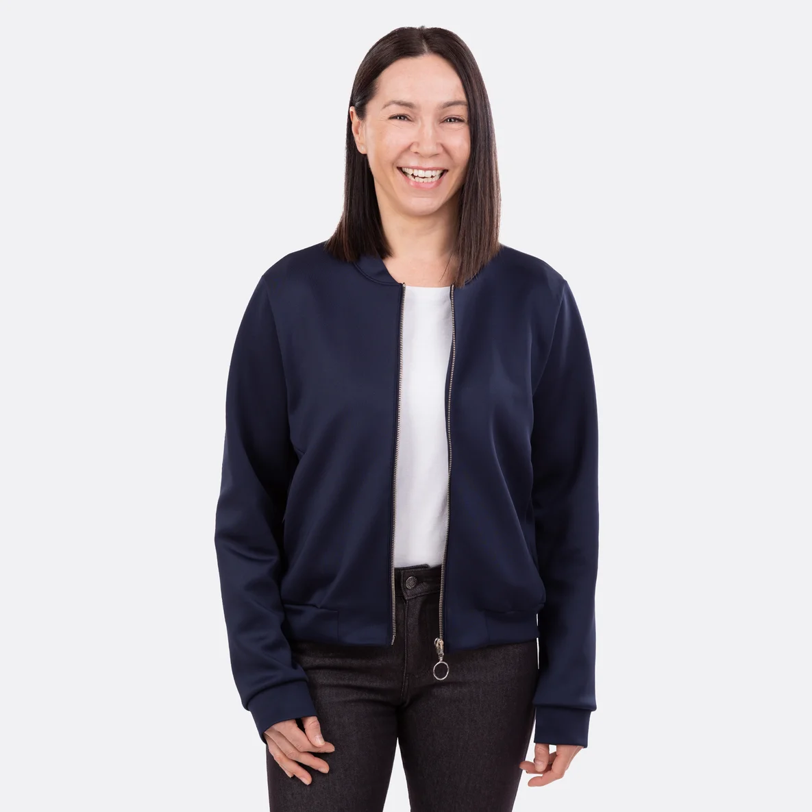 Blouson aus Scuba marine nähen mit Schnittmuster Brooklyn