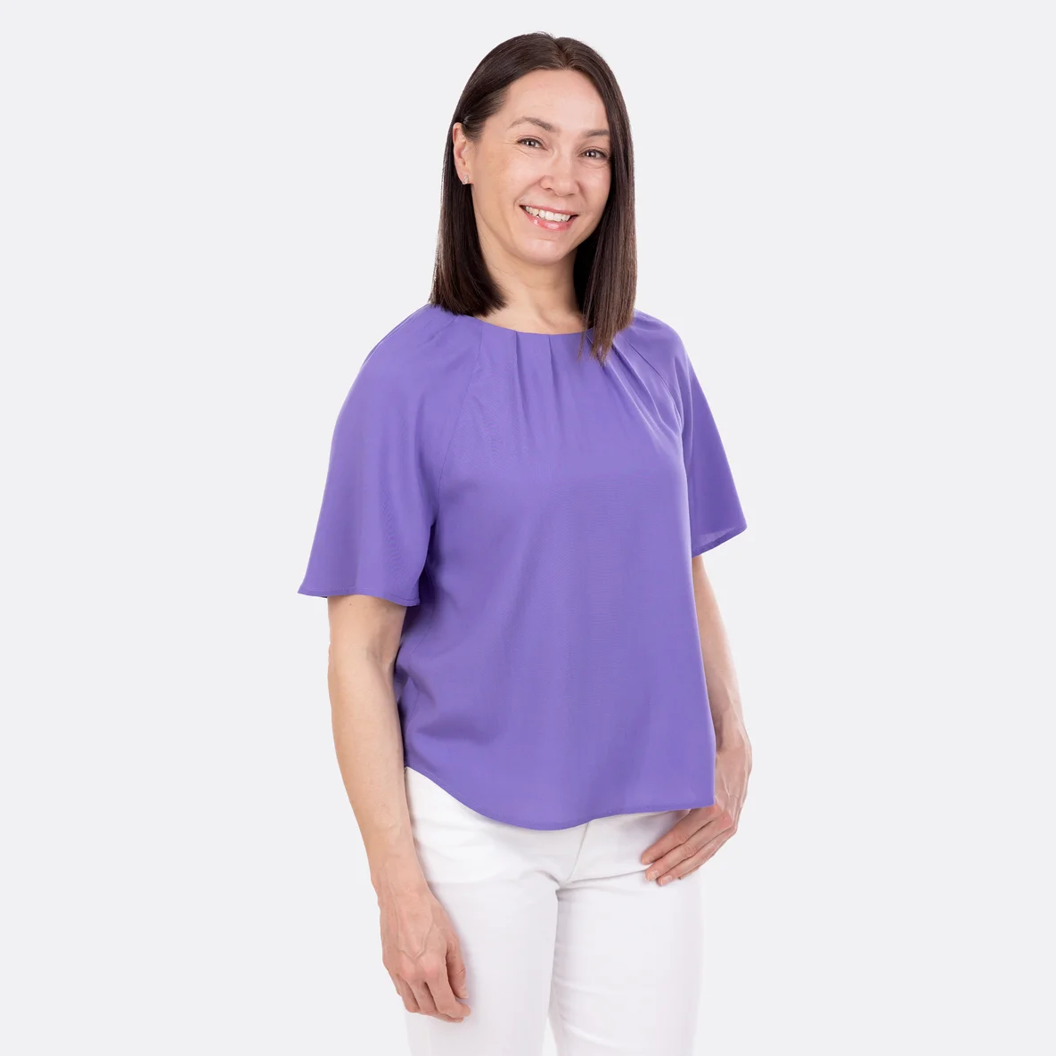 Damenbluse Viskosestoff Webware lavendel nähen