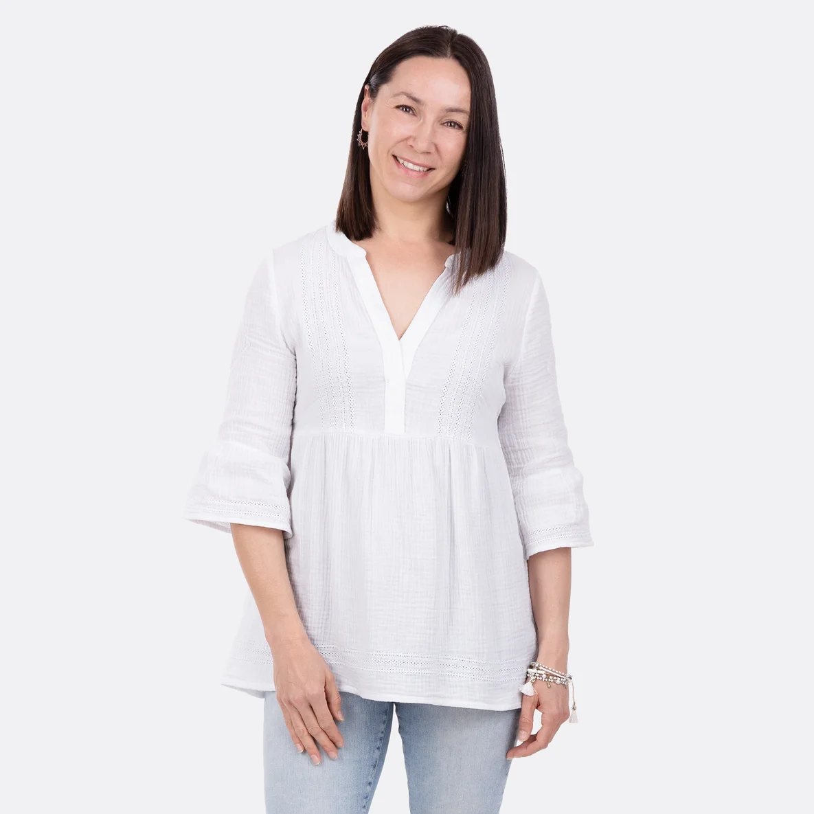 Schnittmuster "Angel", Bio-Musselin "Penny" weiß