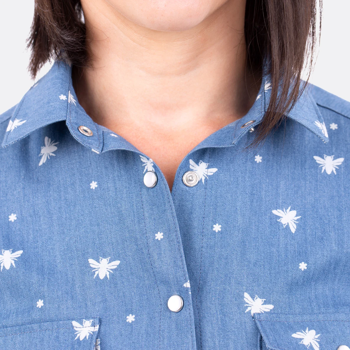 Druckknöpfe Perlkappe, Schnittmuster Damenbluse "Julie"