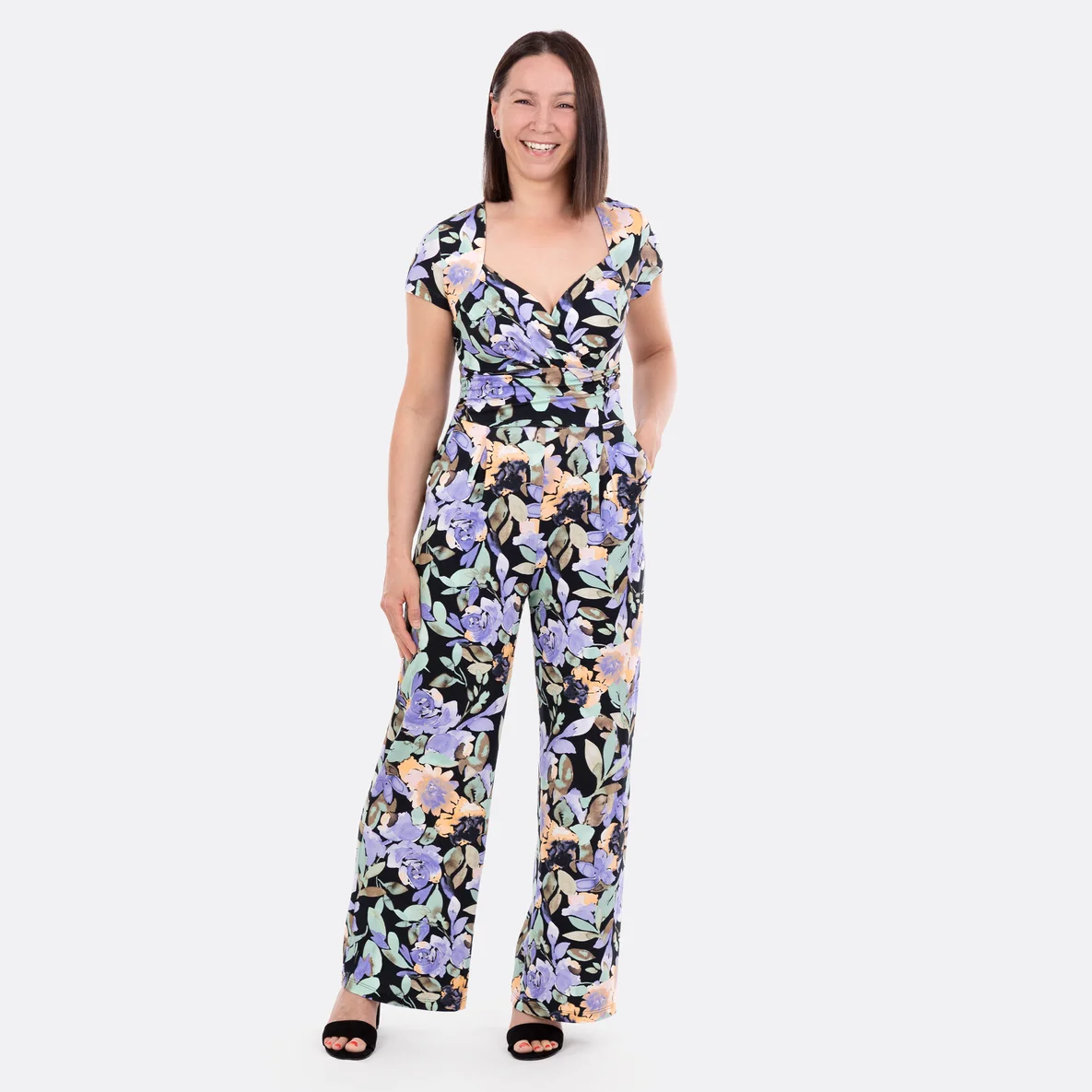 Damenjumpsuit "Elise" aus Viskosejersey mit Blumenmuster