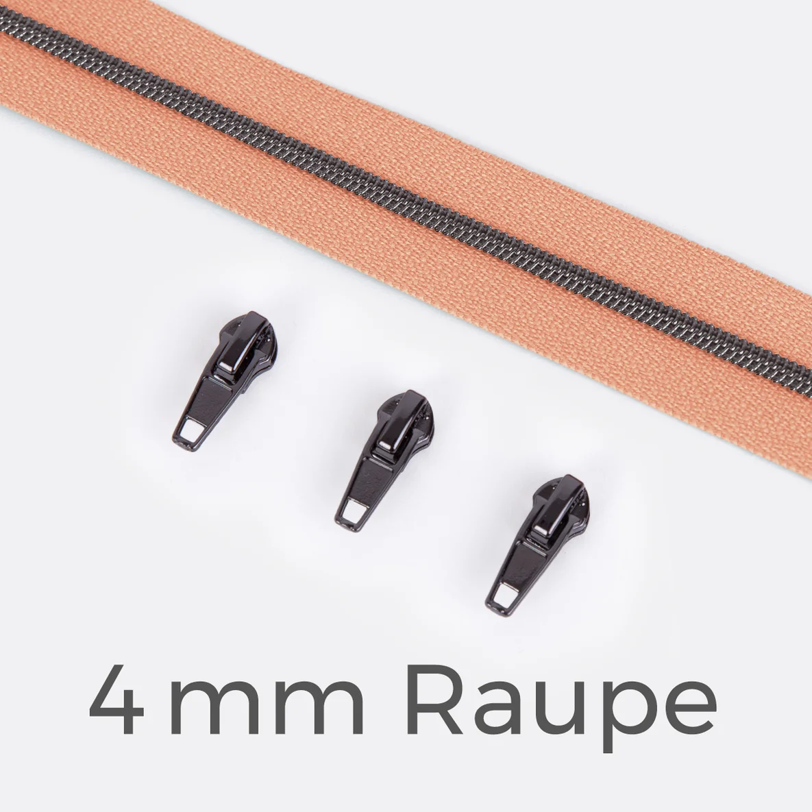 Reißverschluss Gunmetal 4mm Apricot D114