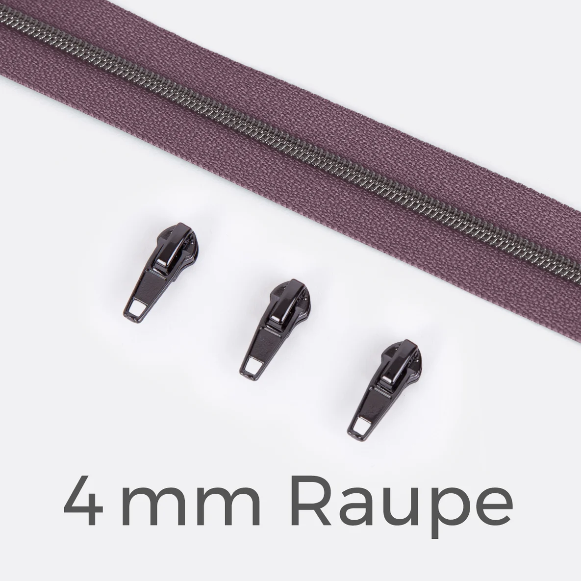 Reißverschluss Gunmetal 4mm Blasslila D206