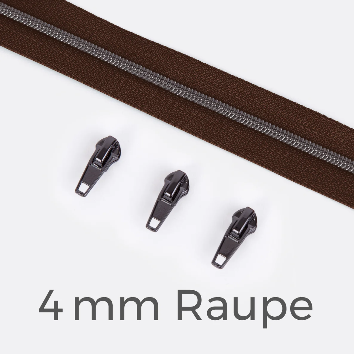 Reißverschluss Gunmetal 4mm Dunkelbraun D568