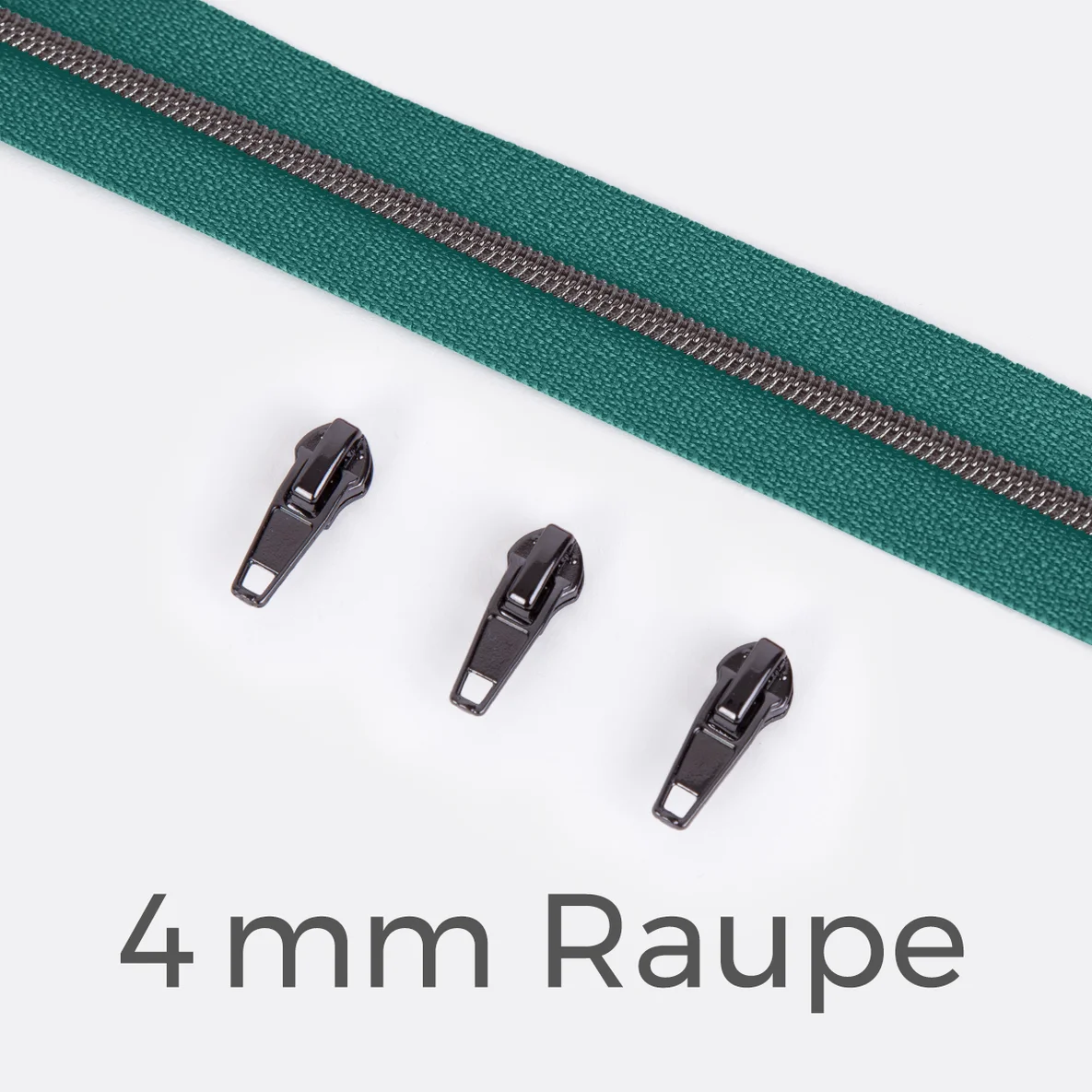 Reißverschluss Gunmetal 4mm Dunkles Türkis D877