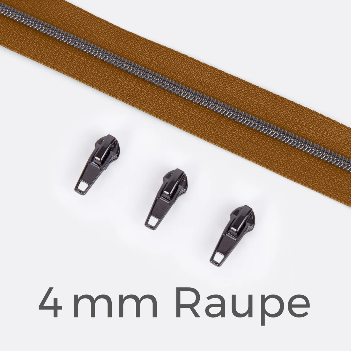 Reißverschluss Gunmetal 4mm Goldbraun D857