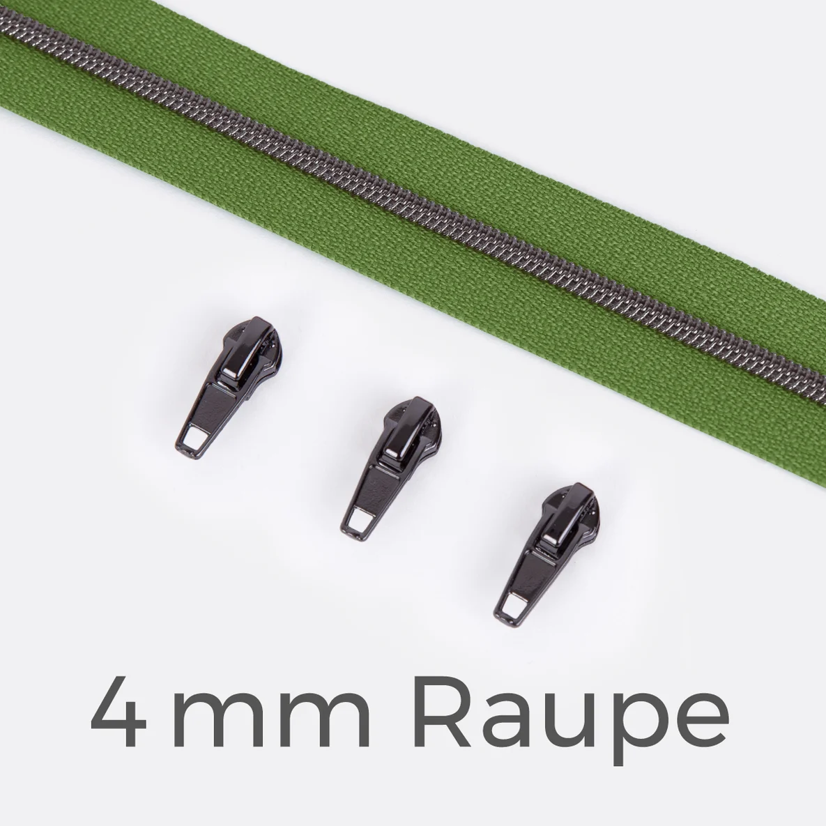 Reißverschluss Gunmetal 4mm Oliv D887