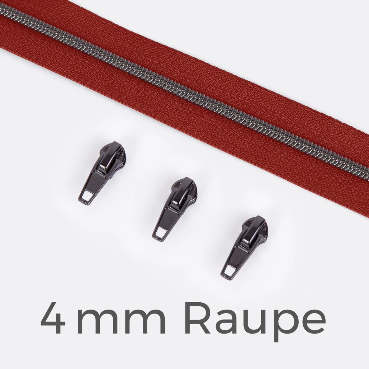 Reißverschluss Gunmetal 4mm Rost D045