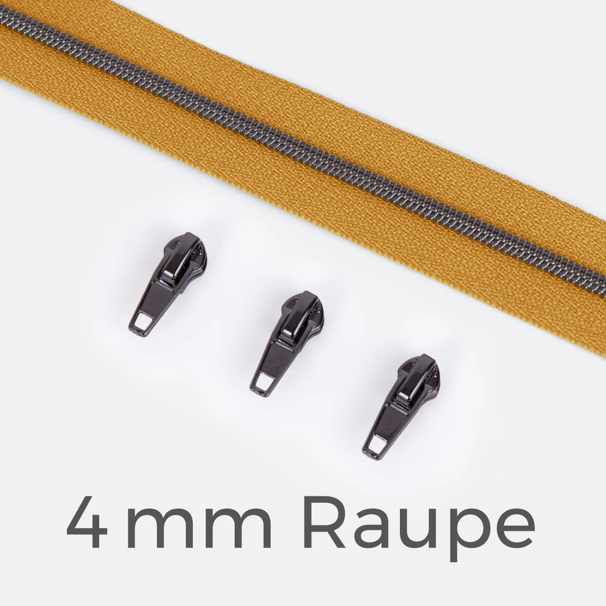 Reißverschluss Gunmetal 4mm Senf D846