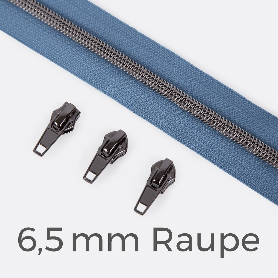 Reißverschluss Gunmetal 6,5mm Blassblau D205