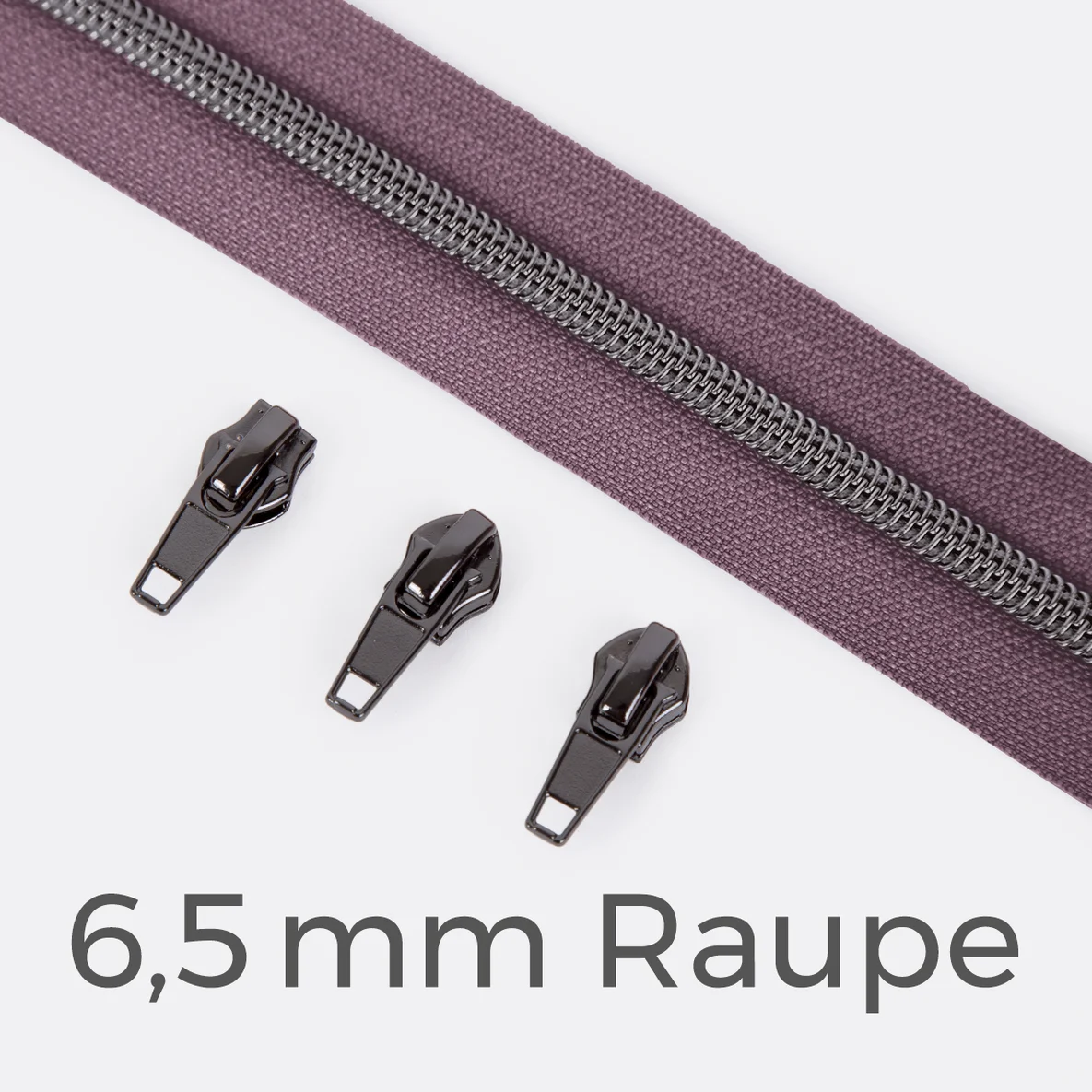 Reißverschluss Gunmetal 6,5mm Blasslila D206