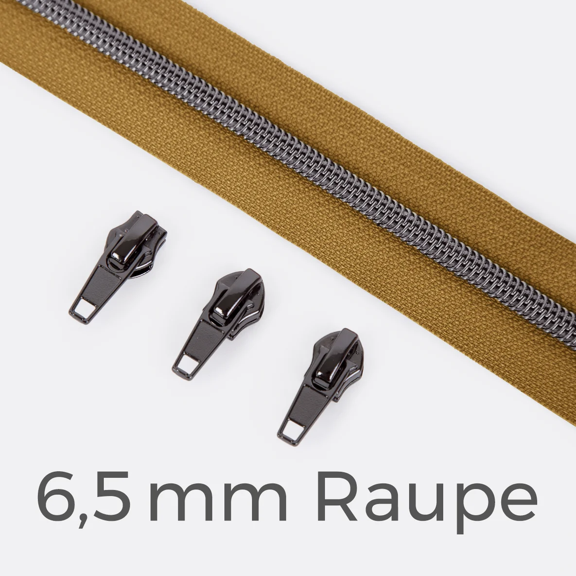 Reißverschluss Gunmetal 6,5mm Curry D87