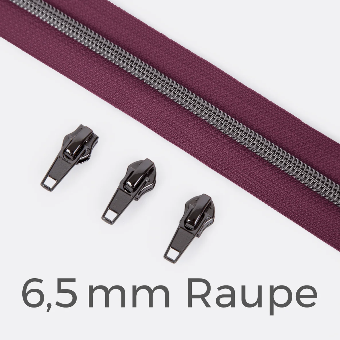 Reißverschluss Gunmetal 6,5mm Dunkles Altrosa D285