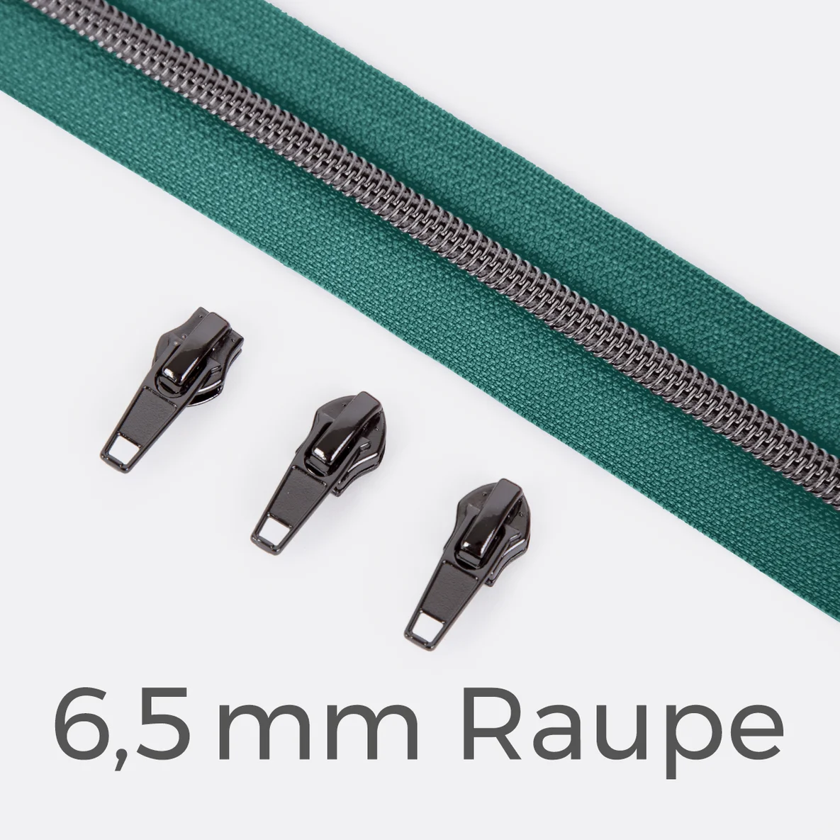 Reißverschluss Gunmetal 6,5mm Dunkles Türkis D877