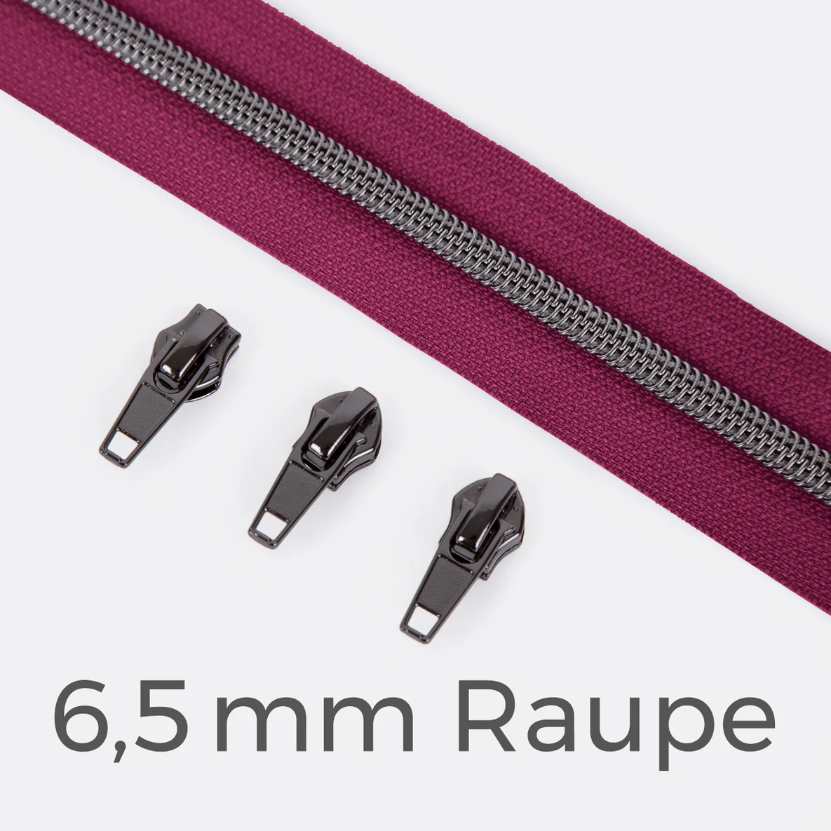 Reißverschluss Gunmetal 6,5mm Fuchsia D258