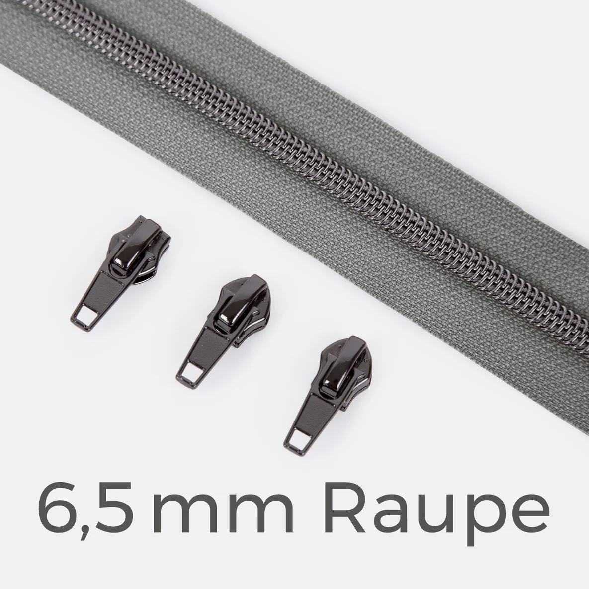 Reißverschluss Gunmetal 6,5mm Mausgrau B24