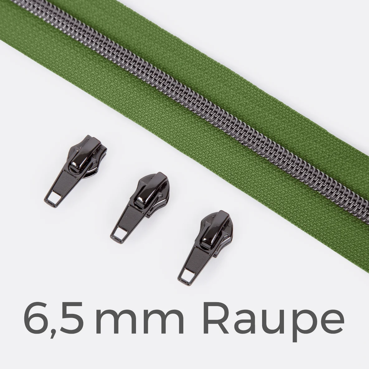 Reißverschluss Gunmetal 6,5mm Oliv D887
