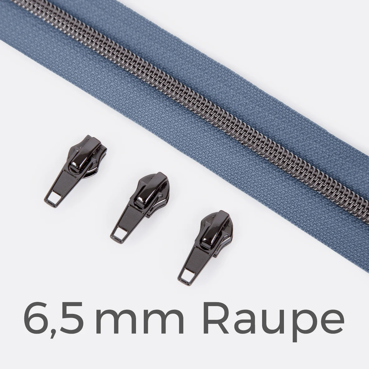 Reißverschluss Gunmetal 6,5mm Pastellblau D339