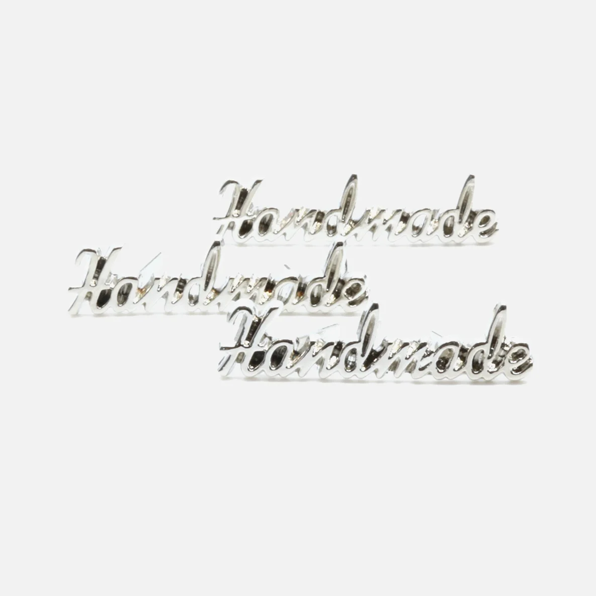 Metall Handmade Label Kontur, Silber