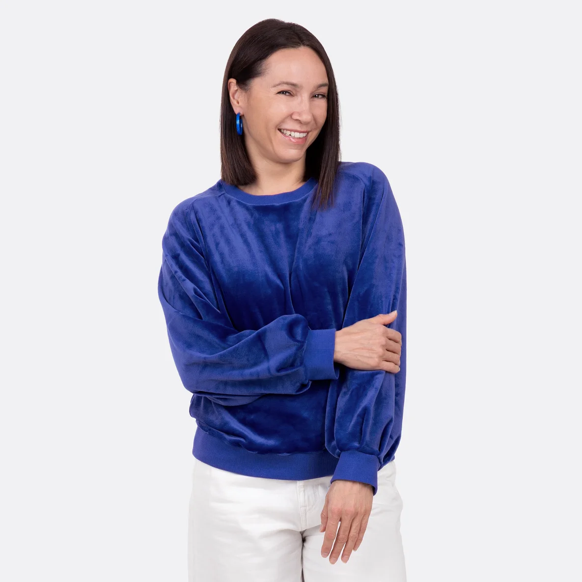 Pullover aus Nickistoff Royalblau selber nähen