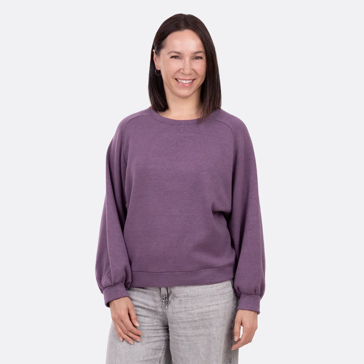 Viskose Strickstoff lila Pullover DIY selber nähen