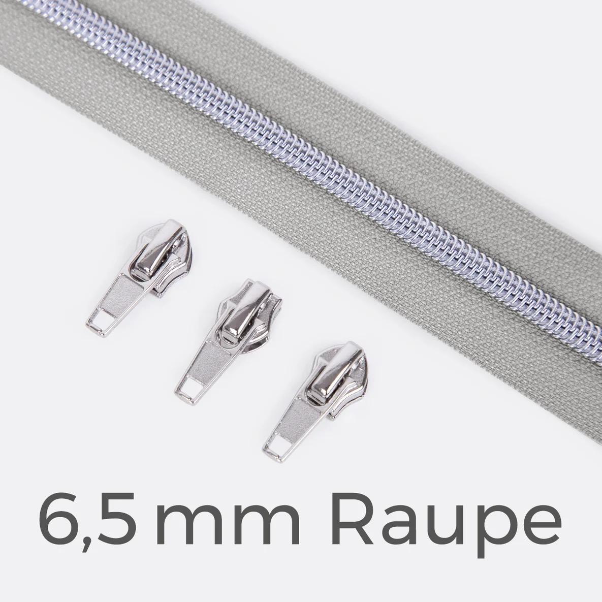 Reißverschluss Metallisiert Silber 6,5mm Mausgrau B24