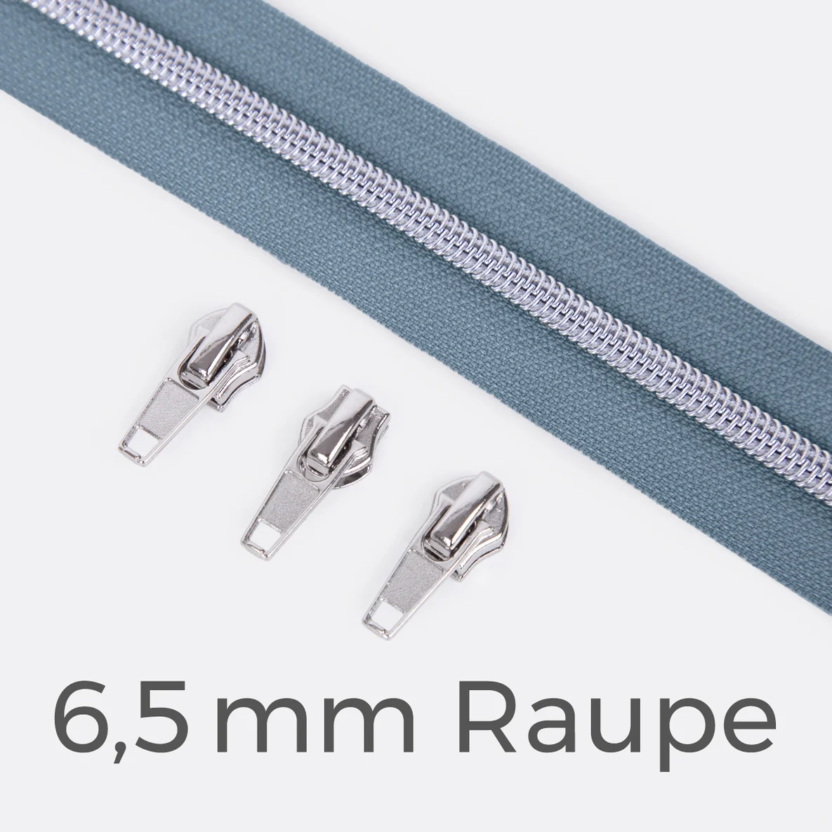 Reißverschluss Metallisiert Silber  6,5mm Blassblau