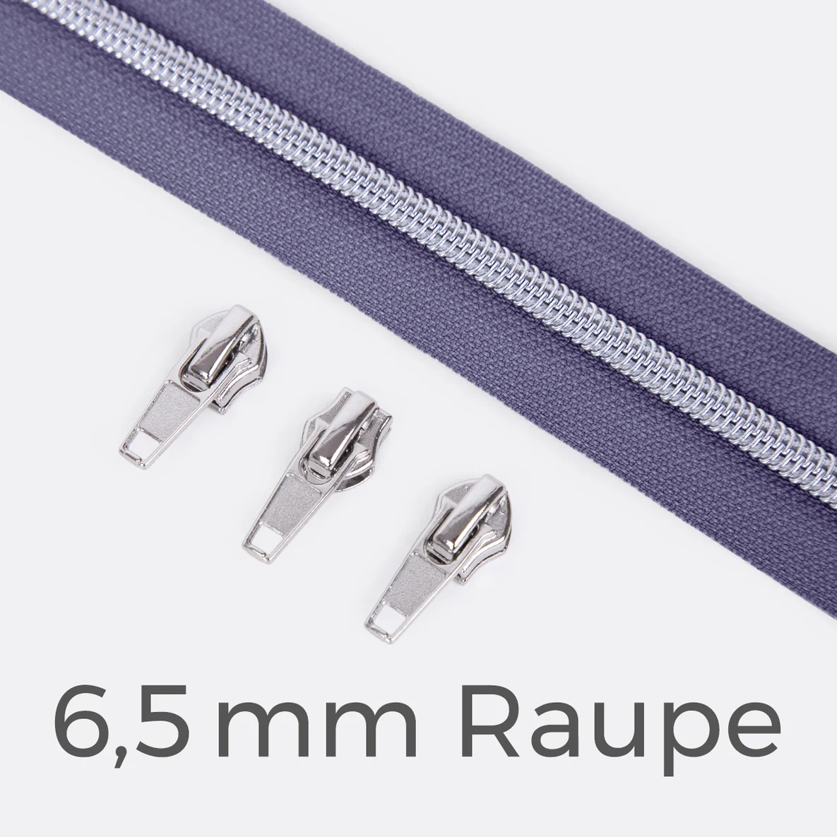 Reißverschluss Metallisiert Silber 6,5mm Lilac D319