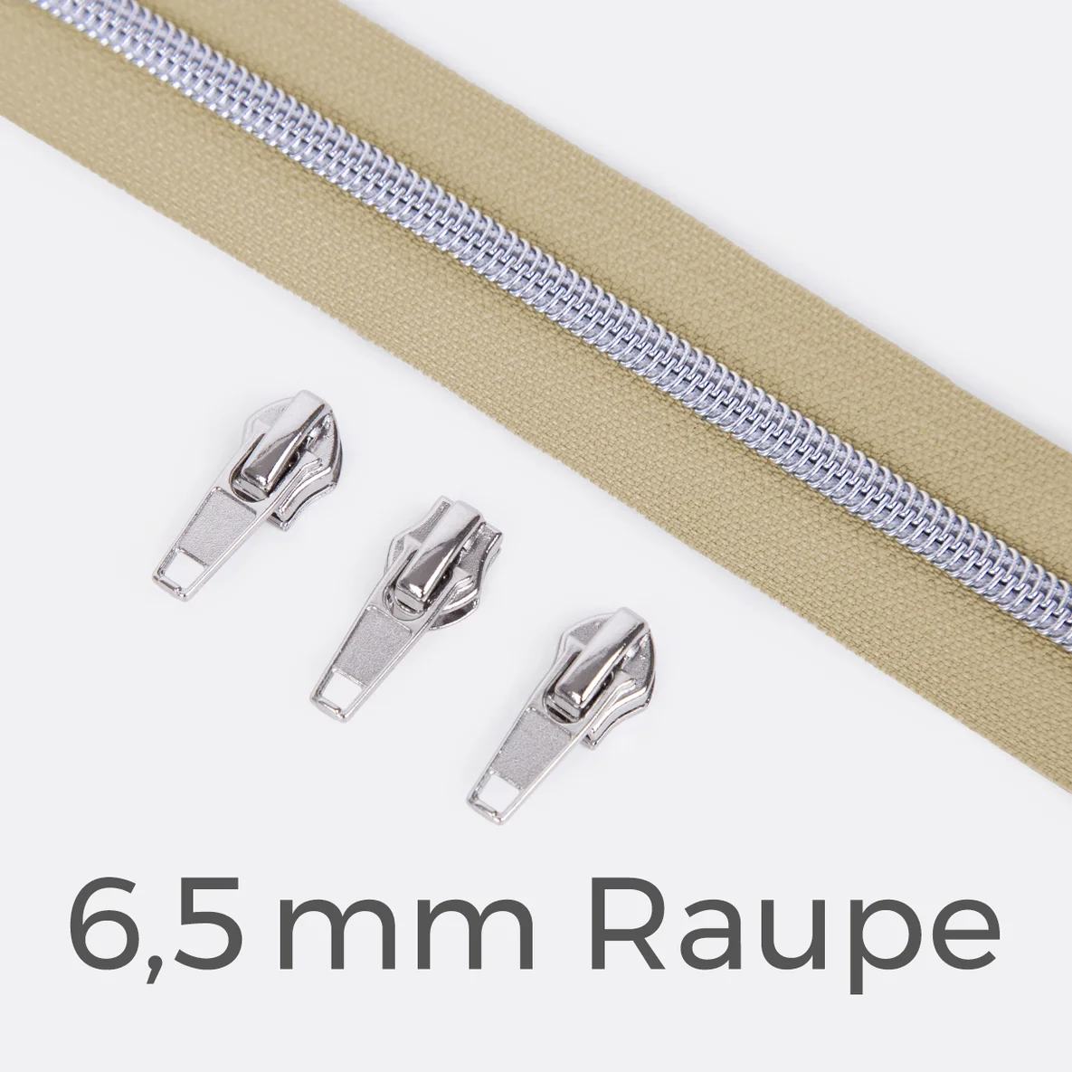 Reißverschluss Metallisiert Silber 6,5mm Beige D371