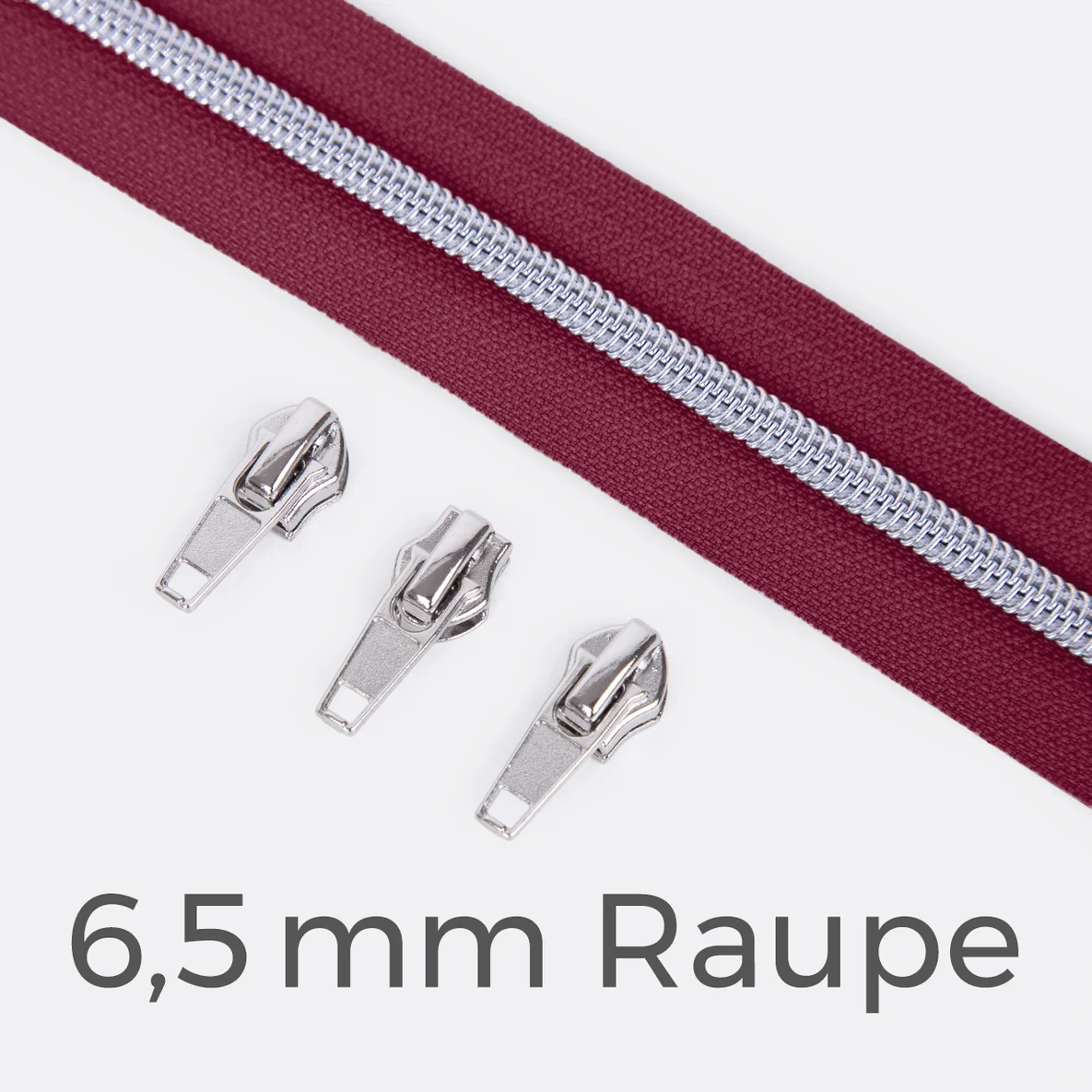 Reißverschluss Metallisiert Silber 6,5mm Helle Beere D525