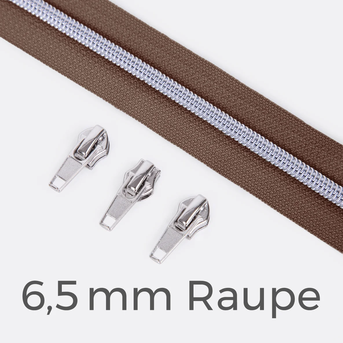 Reißverschluss Metallisiert Silber 6,5mm Dunkelbraun D568
