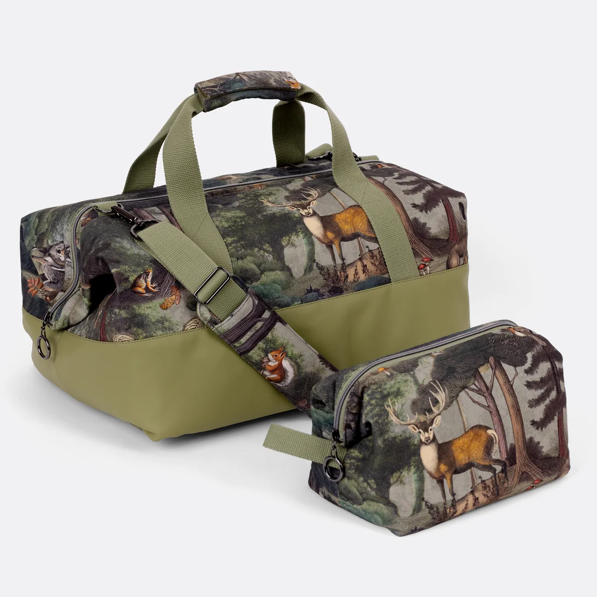 Reisetasche Kunstleder Canvas Waldmotiv selber nähen
