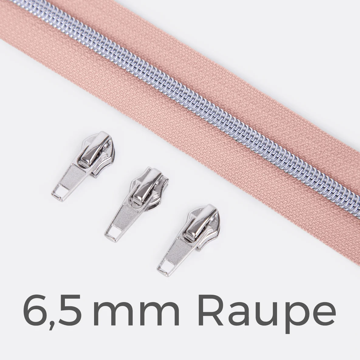 Reißverschluss Silber 6,5mm Nude D209