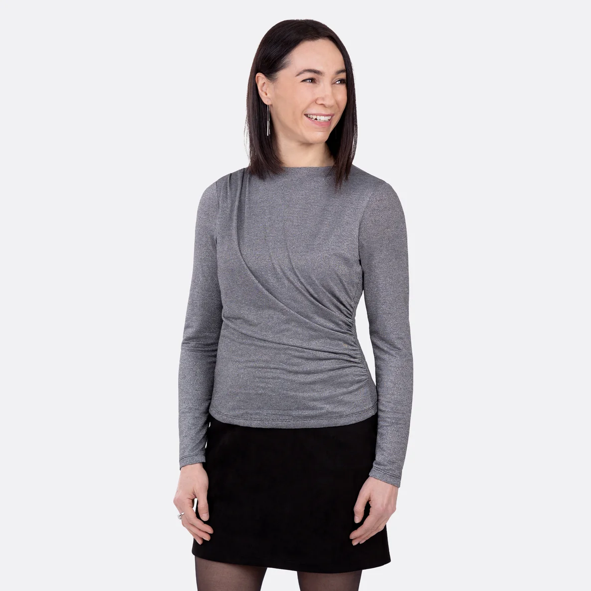 Schnittmuster Shirt mit Drapierung aus Lurex Jersey nähen