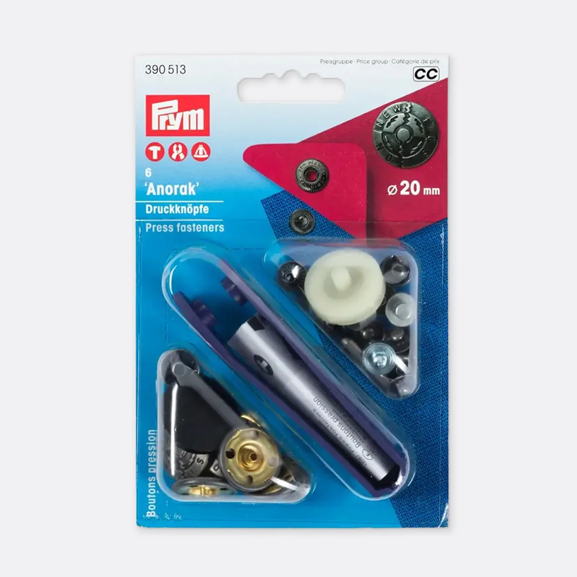 PRYM Anorak Druckknöpfe 20 mm Fusion Design Altsilber