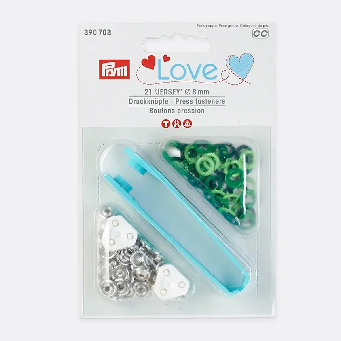 PRYM Love Jersey Druckknöpfe 8mm Farbmix Grün