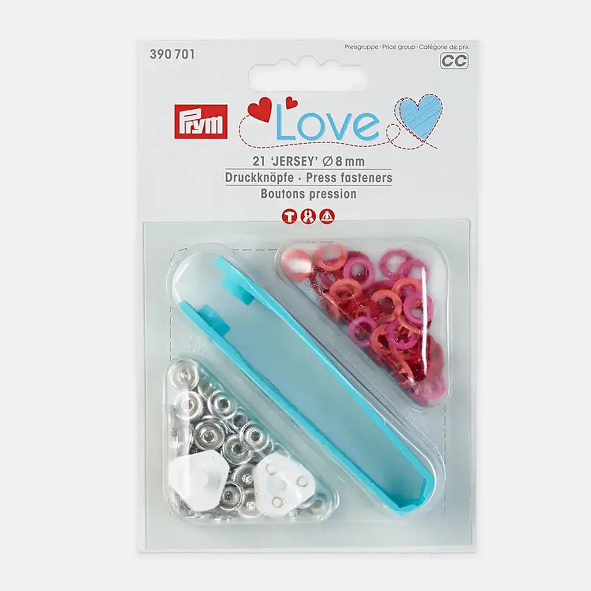 PRYM Love Jersey Druckknöpfe 8mm Farbmix Rot