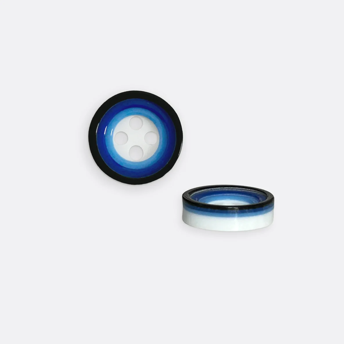 Knopf mit schwarzem Rand, 12 mm, Aqua