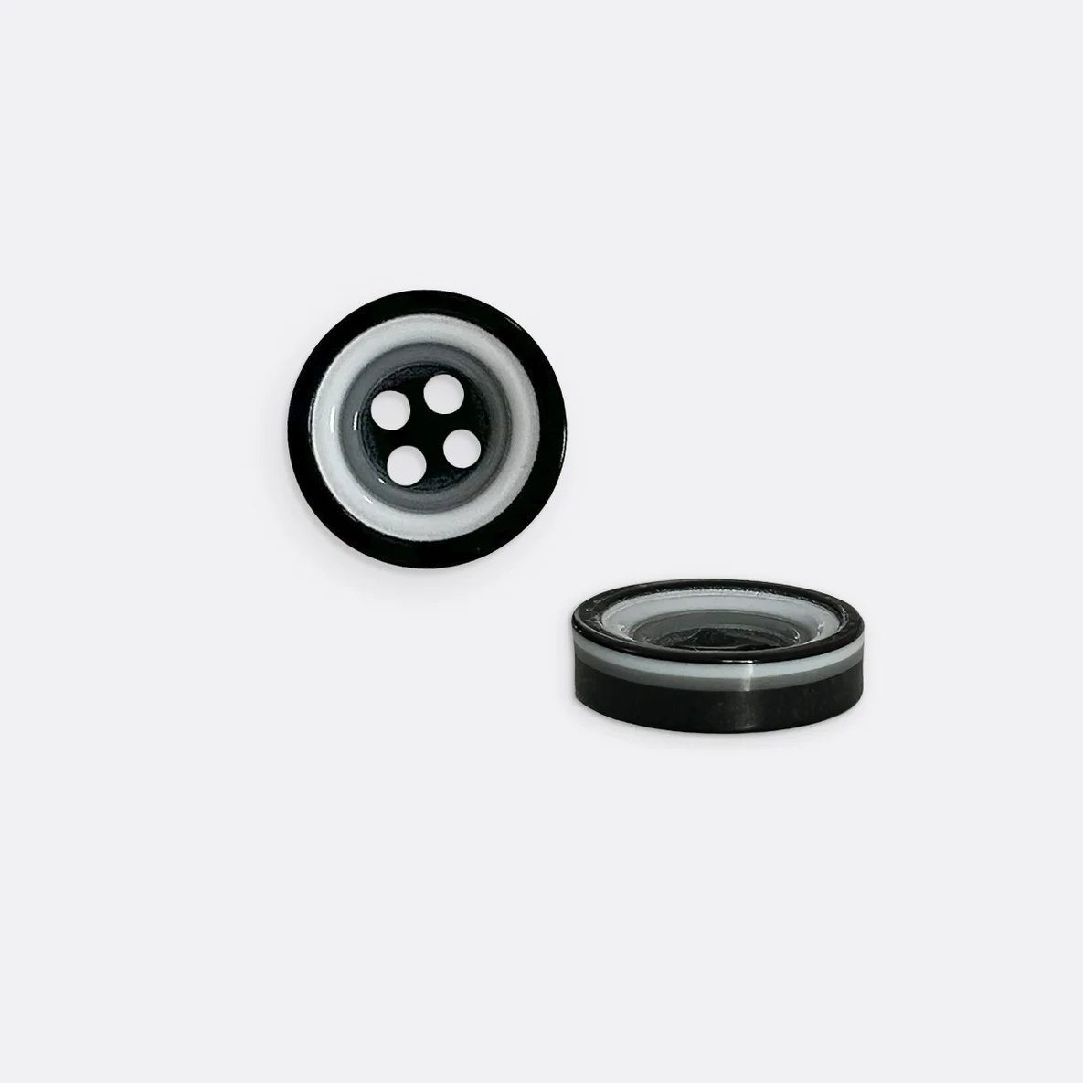 Knopf mit schwarzem Rand, 12 mm, Dunkelgrau