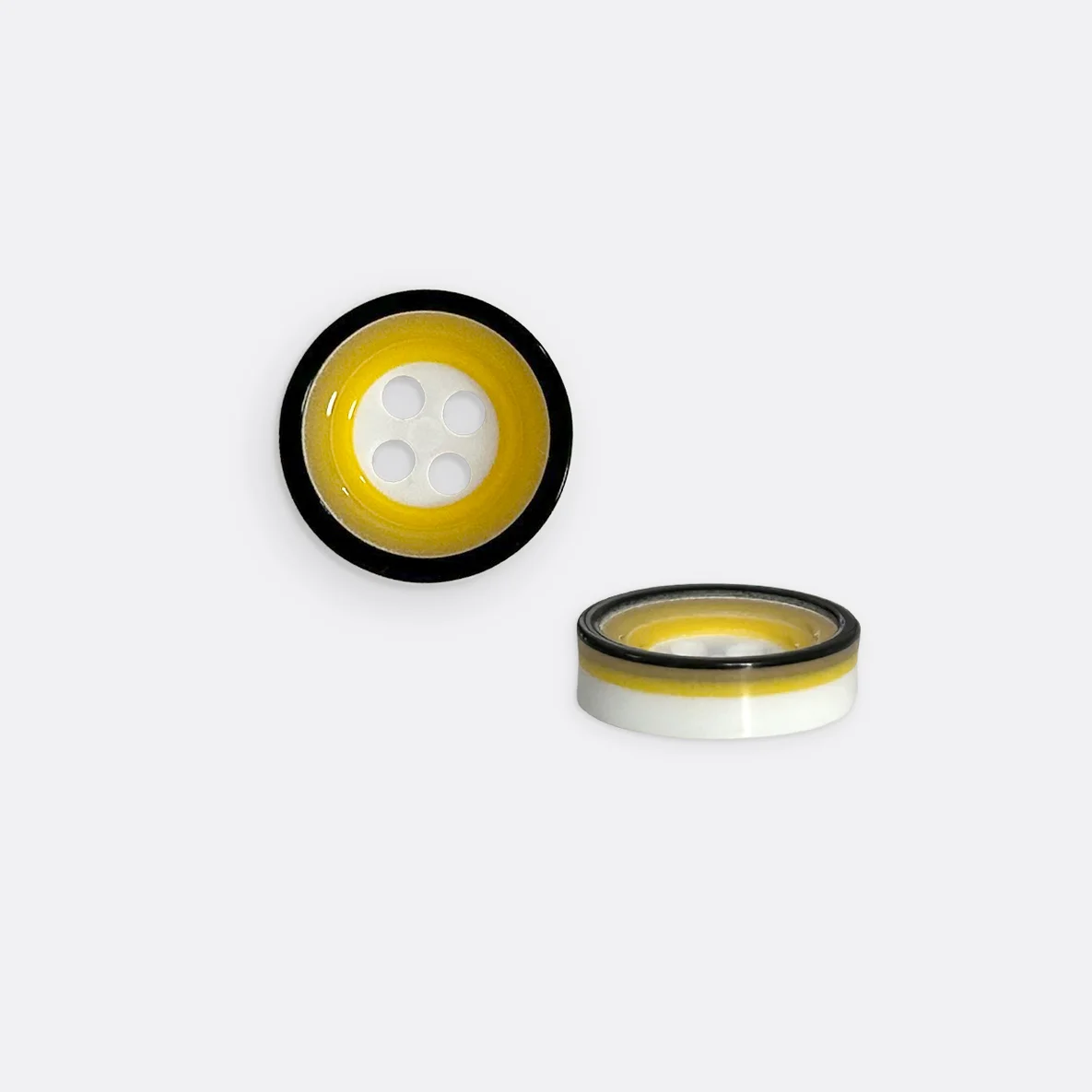 Knopf mit schwarzem Rand, 12 mm, Gelb