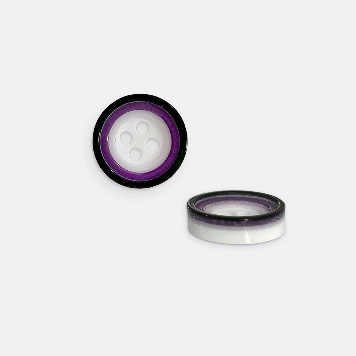 Knopf mit schwarzem Rand, 12 mm, Lila