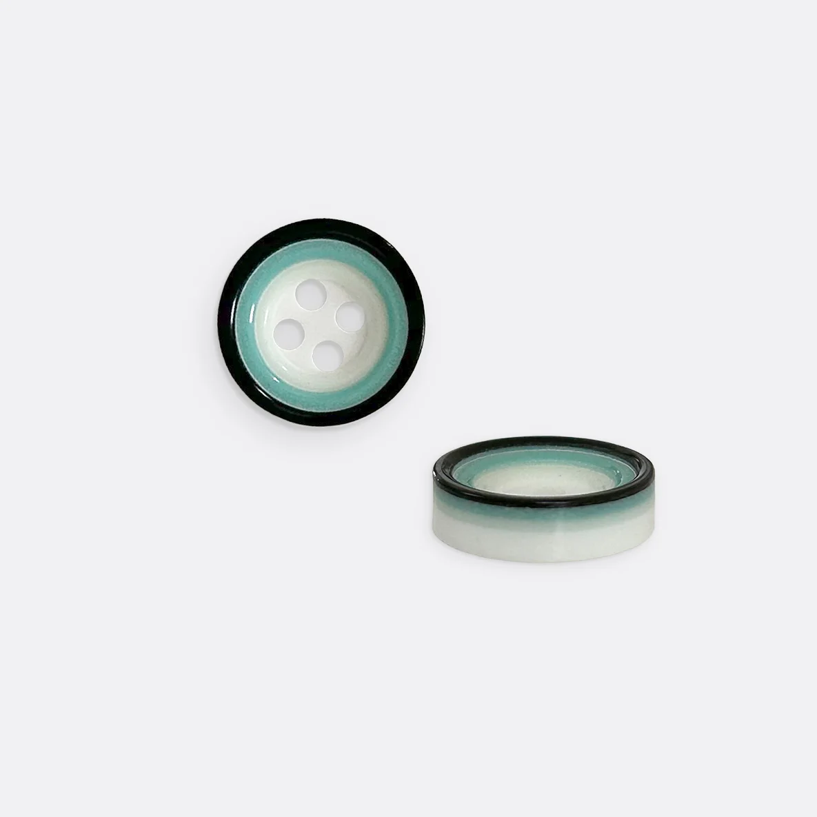 Knopf mit schwarzem Rand, 12 mm, Mint