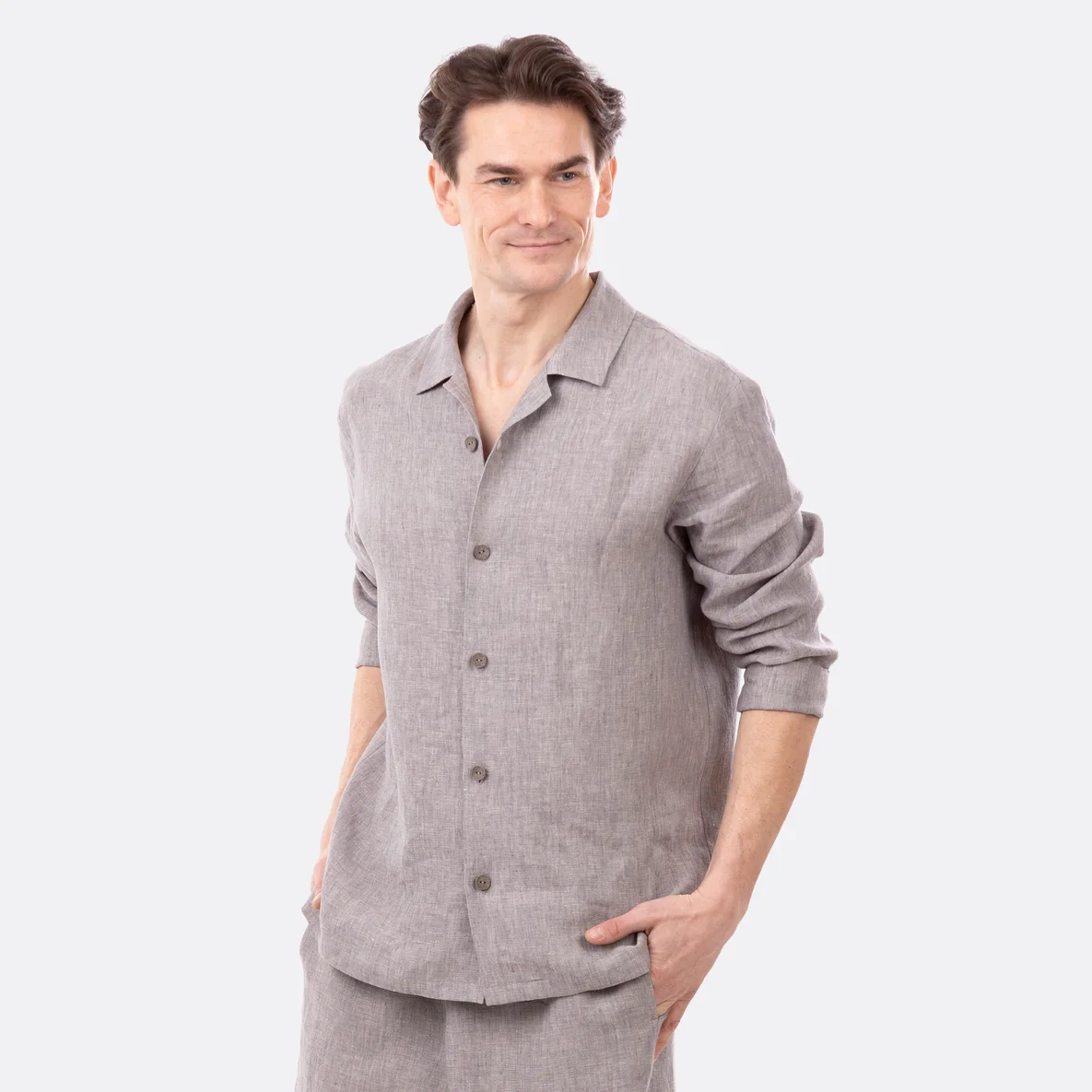 Leinenstoffe für Herrenhemd beige